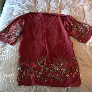 Embroidered Floral Kimono Cardigan
